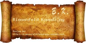 Bienenfeld Koppány névjegykártya